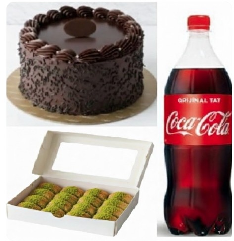6-9 Kişilik Çikolatalı Yaş Pasta ve 1 kg Fıstıklı Baklava Menüsü